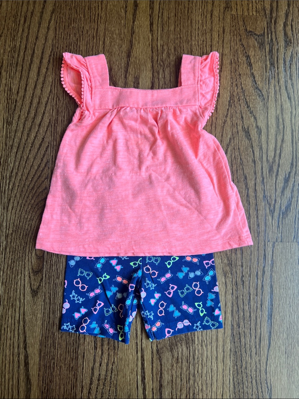 Carter's Coral Sleeveless Top & Blue Sunglasses-Print Shorts Set